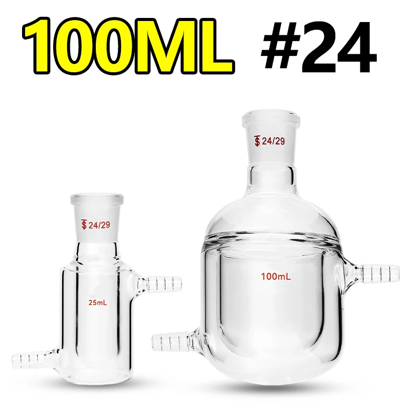 

100ml double-layer jacketed reactor, single-mouth reaction bottle, flat/round bottom laboratory glass flask