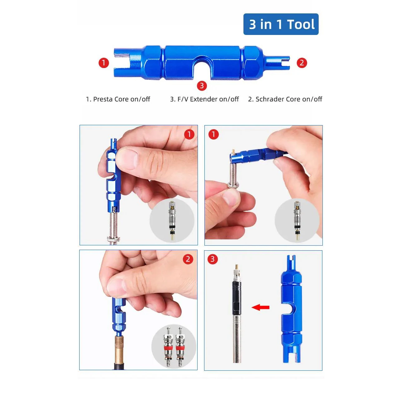 Bicycle Tubeless Rim Presta F/V Valves Set 44/60mm Nipple Brass Core CNC Machined Anodized Tools with Alloy Stem Rubber Base