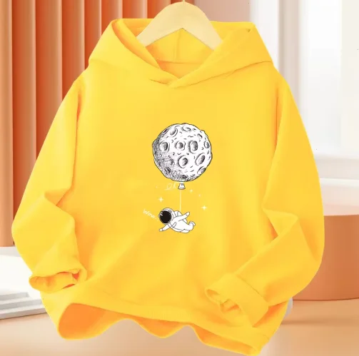 الأولاد 3-14 سنة الكرتون الفضاء رائد الفضاء الصيد القمر طويلة الأكمام هوديي الأطفال مضحك قمم الاطفال القطن الأساسية معطف #4