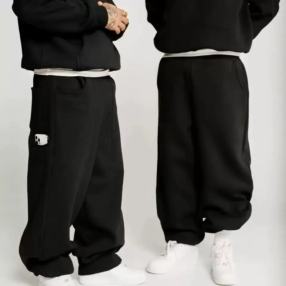 

Свободные уличные повседневные простые модные однотонные черные серые свободные спортивные спортивные штаны мужские брюки Harajuku винтажная уличная одежда скейтборд
