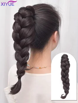 XIYUE estensioni dei capelli coda di cavallo intrecciate lunghe sintetiche per le donne coda di cavallo con corda per capelli fibra ad alta temperatura