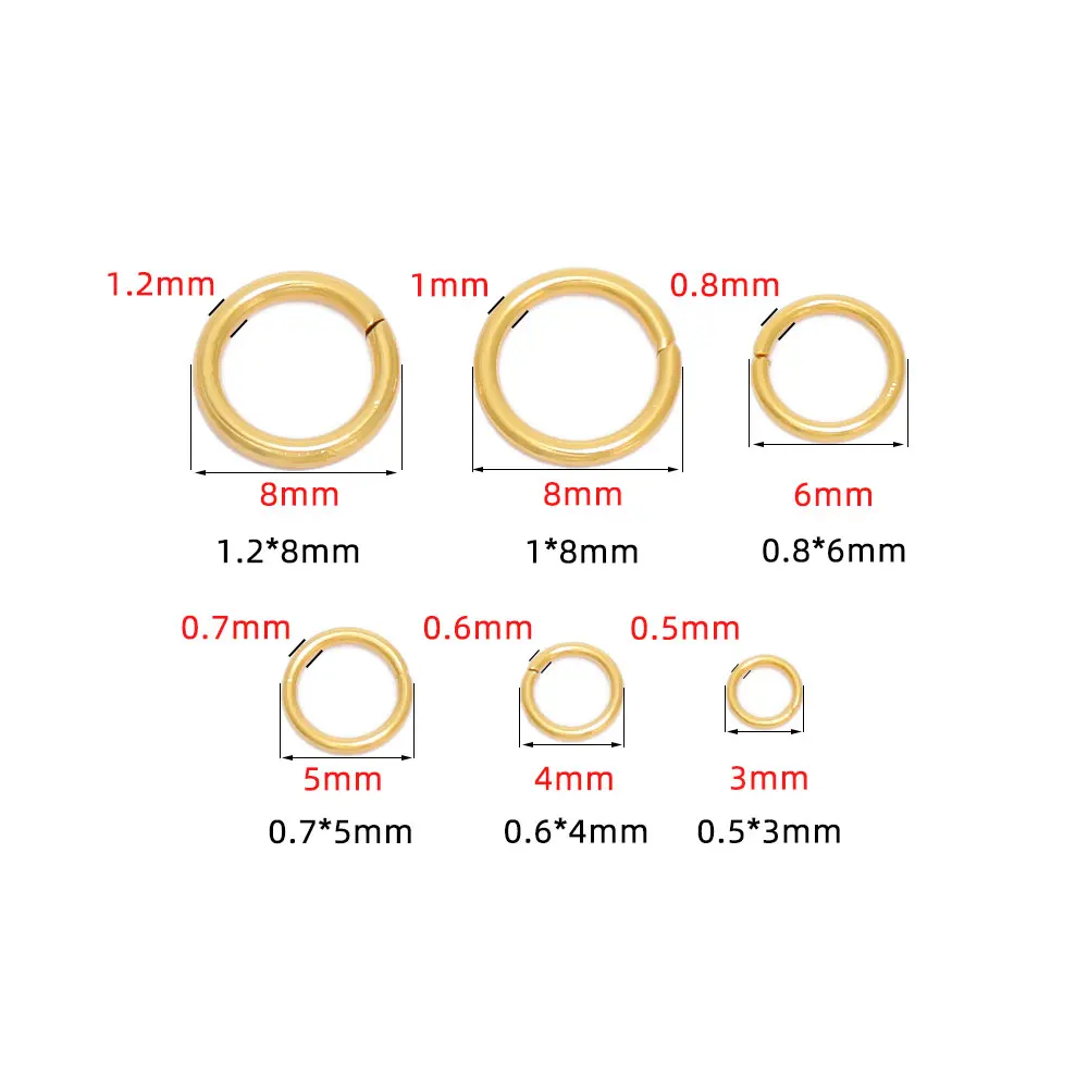 100-200pcs Gold Color Stainless Steel Open Jump Rings Necklaces Bracelets Connectors Split Rings Findings for DIY Jewelry Making