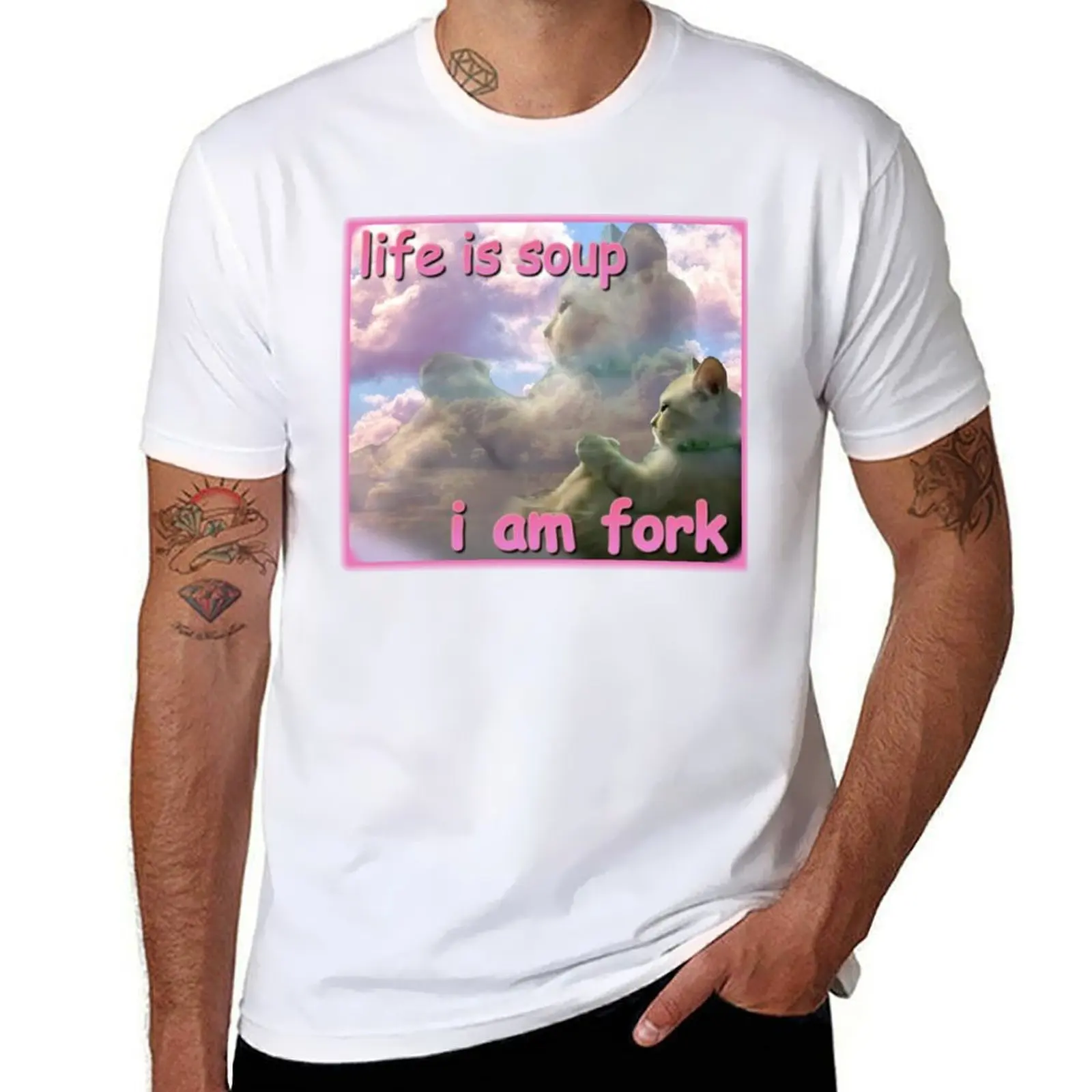 

Life is soup im fork funny cat meme T-Shirt t shirt custom print t shirts for man graphic funny T-Shirt