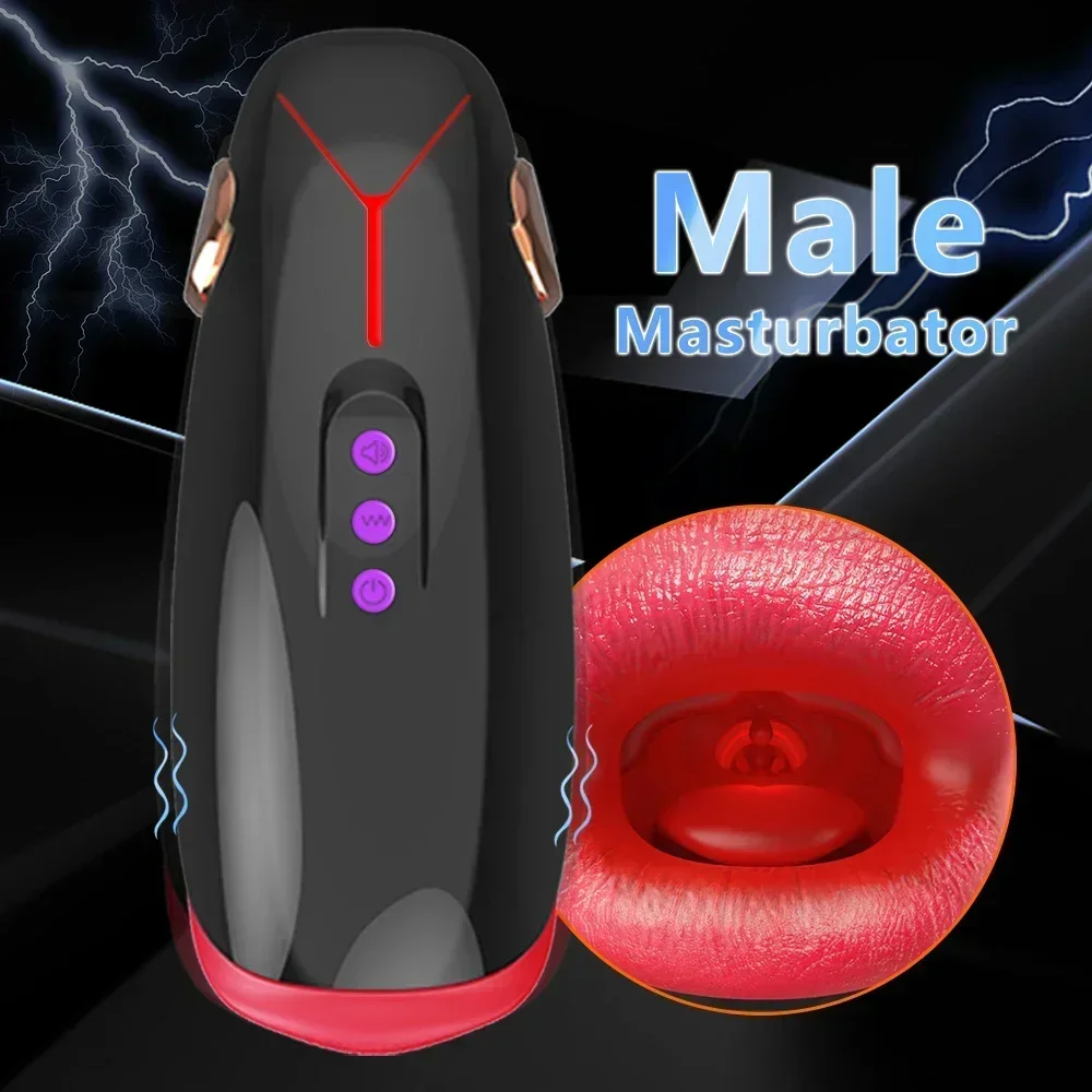 

Automatic Male Masturbators Deep Throat Blowjob Machine Tongue Licking Masturbation Cup for Men Silicone Vibrator Sex Toy