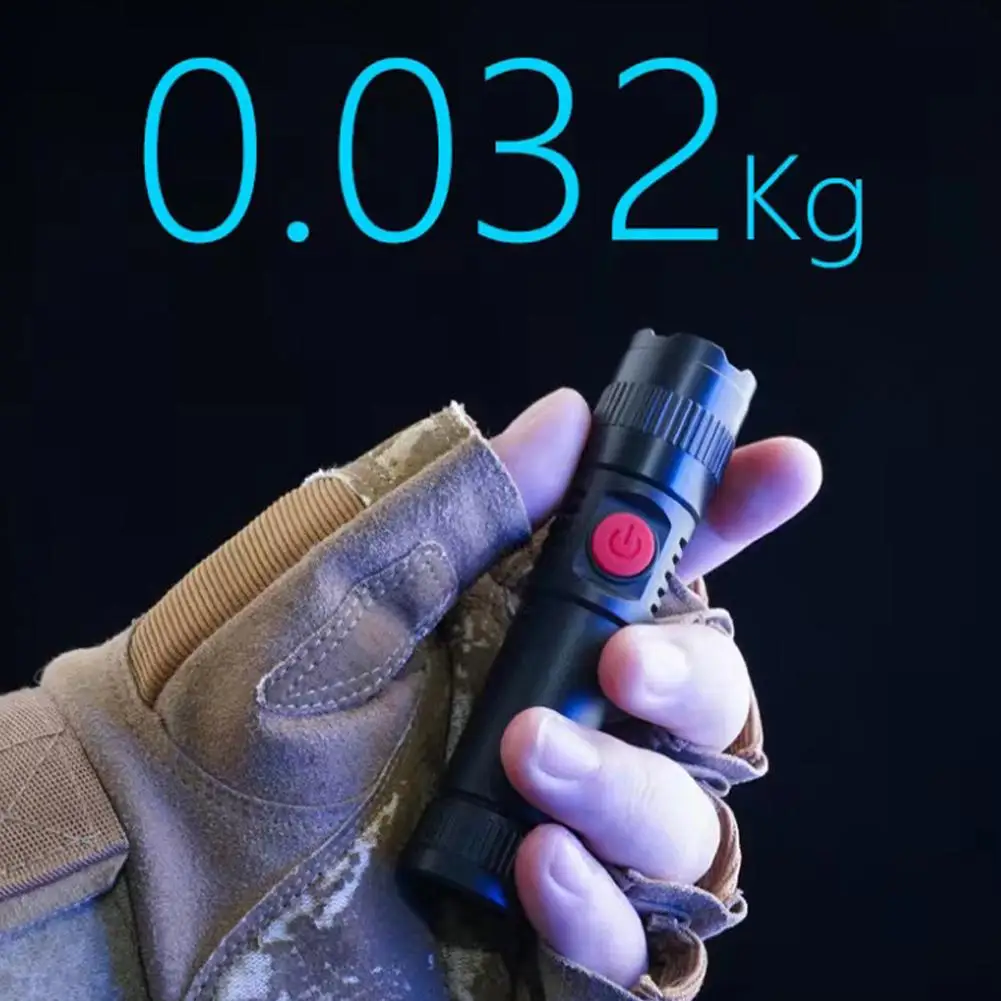 Usb led lanterna de alta potência mini recarregável super brilhante zoomable lanterna tática à prova dwaterproof água para bicicleta