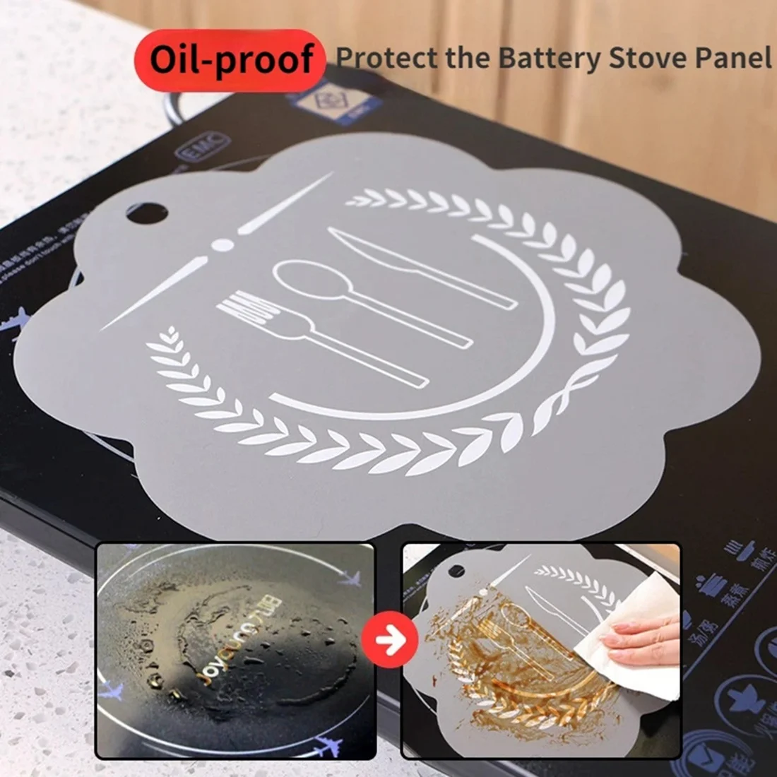 Induction Cooktop Mat Silicone Fiberglass Induction Hob Protector Mat Anti-Slip Cooktop Scratch Protector Cover