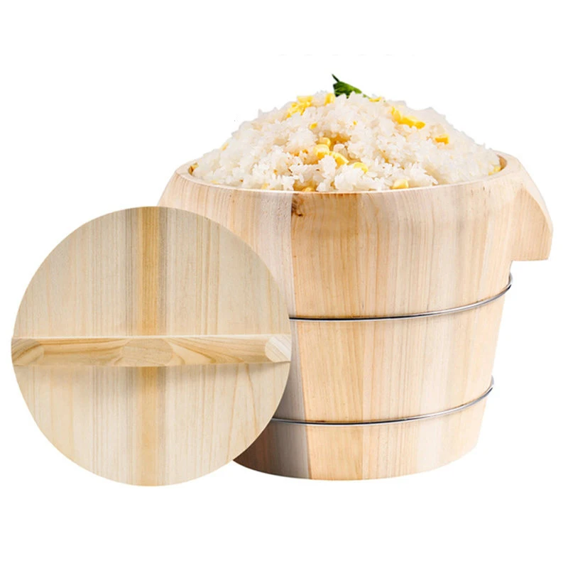 21/24/27cm Bamboo Steamer Steamed Rice Wooden Barrel Rice Steamer Dim Sum Dishes Fish Vegetables Food Steamer Kitchen  Steamer