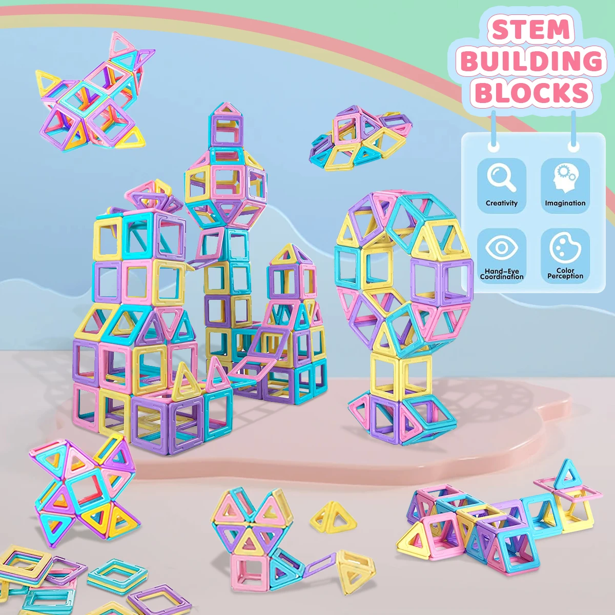 Big Size Macaron Designer Construction Set Model &Magnetic Building Blocks Educational Toys for Kids Birthday Gifts Random Color