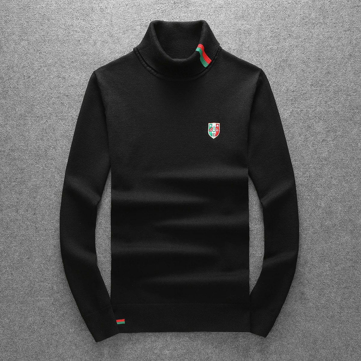 

Элегантный мужской трикотажный джемпер с высоким воротом из мягкой шерстяной смеси, приталенный, универсальный базовый джемпер, модный бренд, премиум качество, молодежный стиль