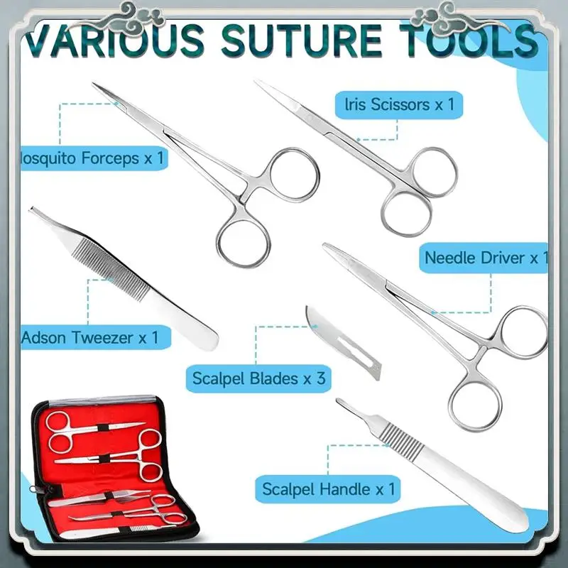 Premium Suture Practice Kit For Students -Durable Silicone Suturing Pad Suture Tools Practice Suture Threads And Needles