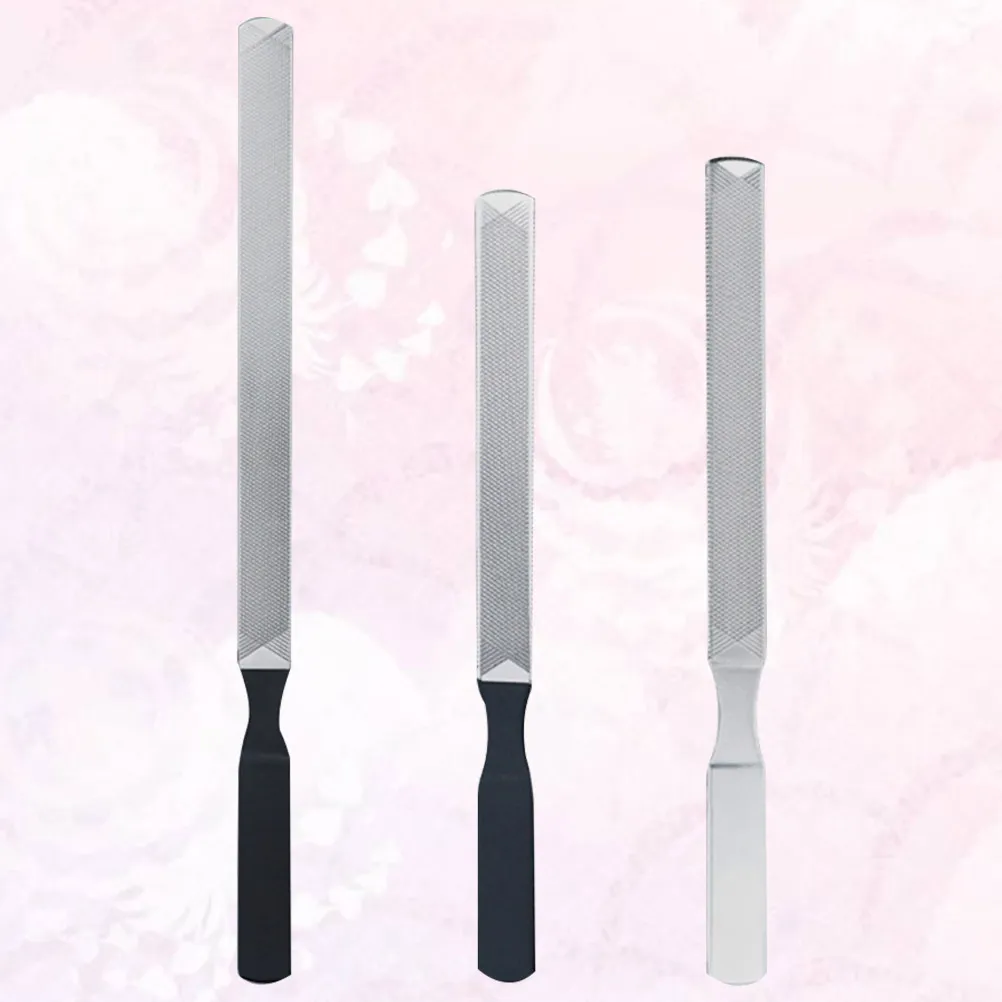 

3Pcs Nail Files Stainless Steel Manicure Tools Black Silver Portable DIY Nail Art Tool for Home Salon Fingernail Polishing