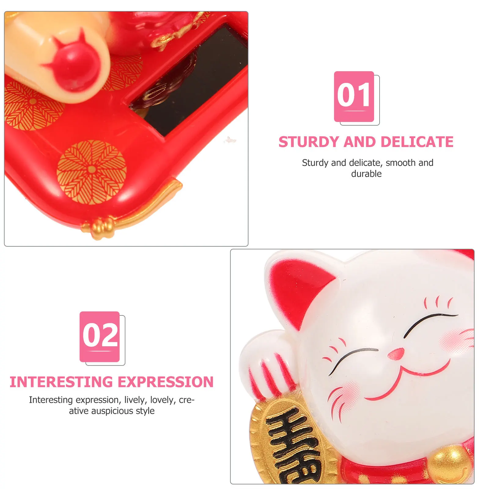 

3pcs Waving Figurines Solar Powered Cat Statue Desktop Car Home Decor Gift Luck Lovely Waving Cat Ornaments Mascot