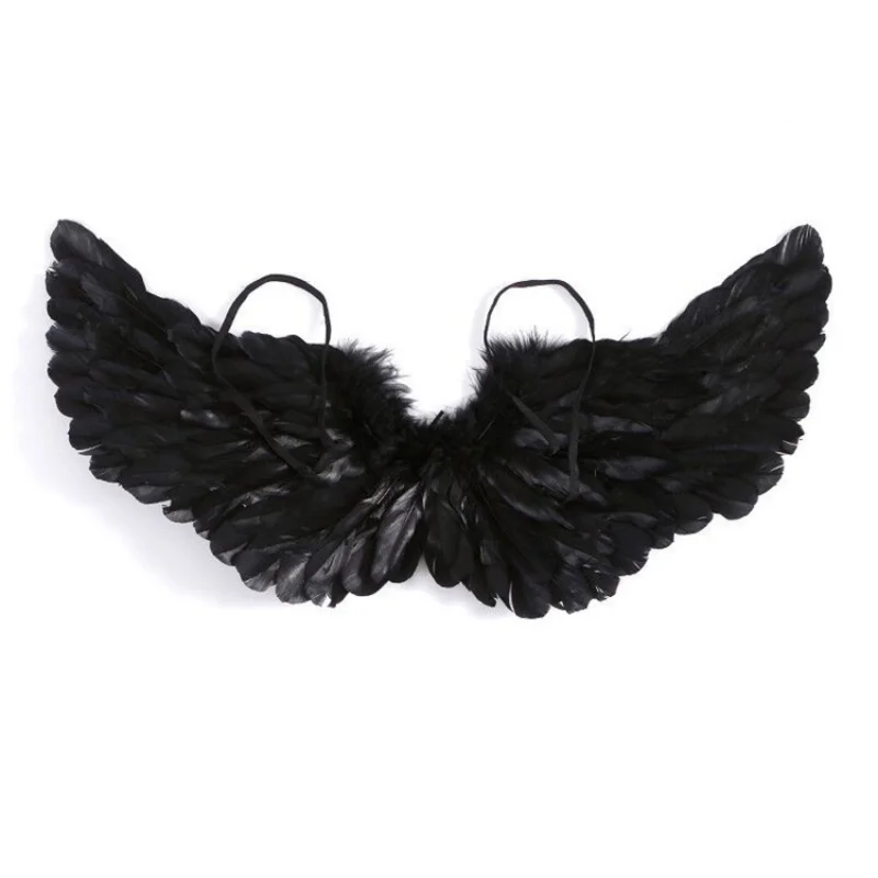 Ailes d'ange en plumes blanches et noires pour enfants et adultes, accessoires de jeu de rôle, savoir chaud, accessoires d'Halloween