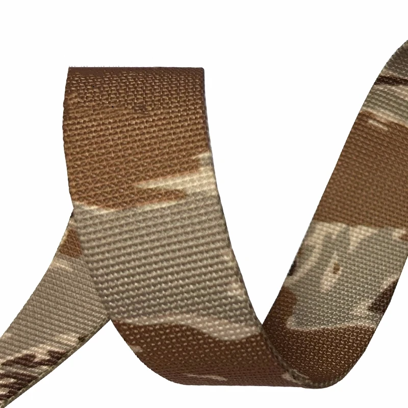 2.5cm Width Desert Tiger Stripe Camouflage Webbing Non-elastic Edging Strap Knapsack Belt Fabric Accessory 1 Meter