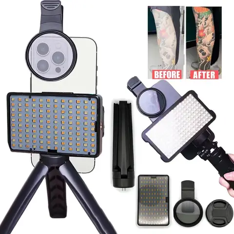 120 LED Reduce Reflected Fill Light Of Tattoos With 52mm Cpl Cellphone Lens Circular Polarizing Filter Tattoo Photography Light