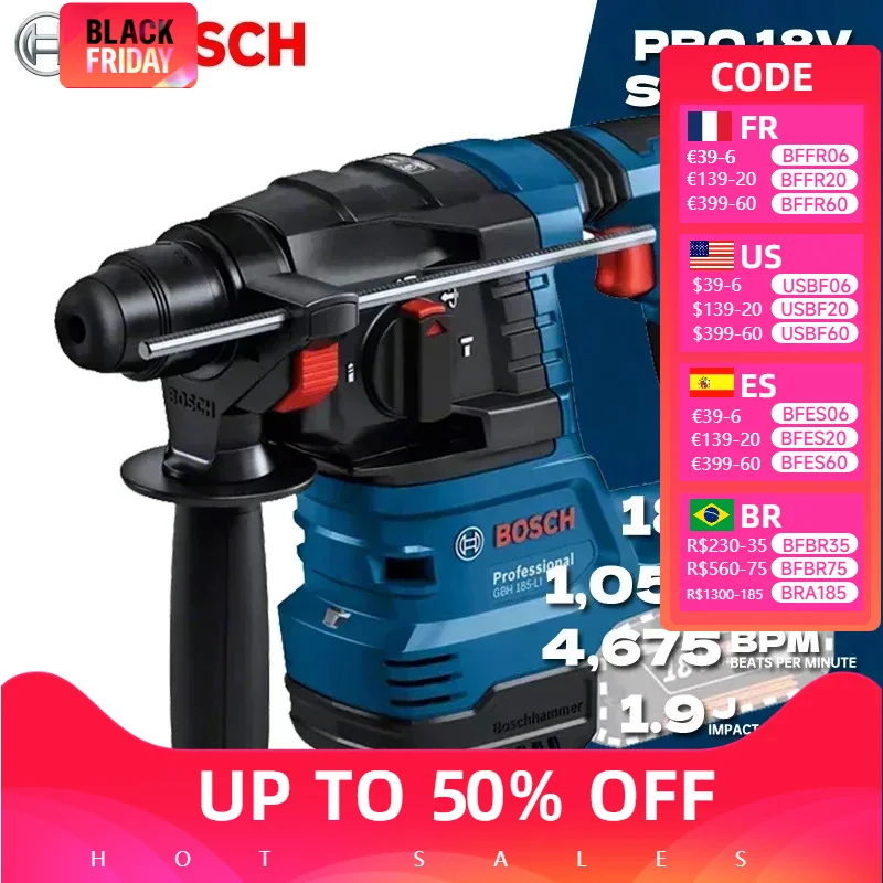 BOSCH GBH 185-LI Brushless Rotary Hammer Impact Drill Bare Tool SDS PLUS 18V Rechargeable Concrete Electric Hammer GBH185-LI