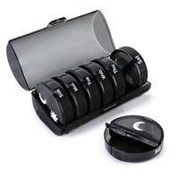 Weekly Pill Organizer Pill Box 2 Times a Day (AM/PM) 7 Day Pill Case, Round Travel Medicine Organizer Large Daily Pill Container