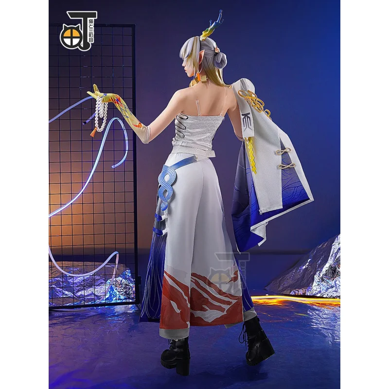 Arknights Shu تأثيري زي مع شعر مستعار ، زي عام التنين ، قفازات ، عصابة رأس ، أغطية رأس للأذن ، أقراط بدون ذيل ، حفلة الهالوين