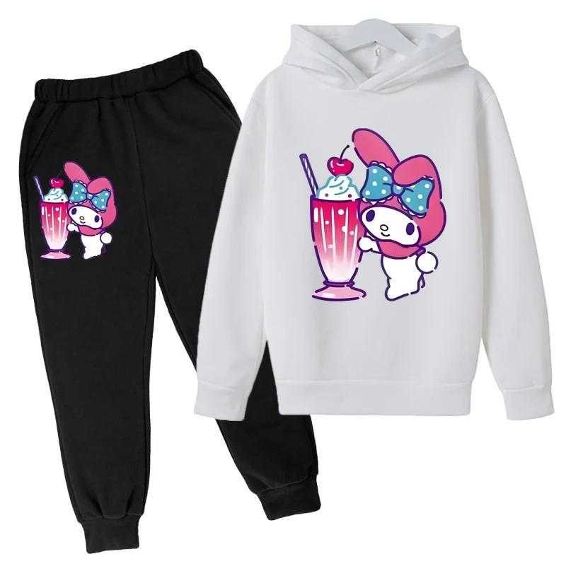 Printed children's spring and autumn hoodie  casual sports two-piece set for boys and girls aged 3-12  Tri power anime top and p