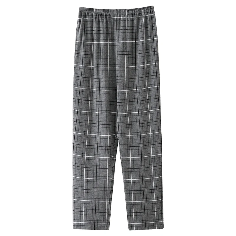 

Plaid Sleep Bottom Men Soft Cotton Long Pants Home Pajamas Spring Autumn Pants Elastic Waist Big Yards 5XL 6XL Casual Sleepwear