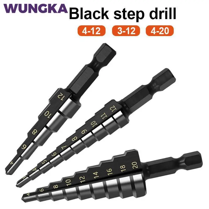 3-12mm 4-12mm 4-20mm HSS Straight Groove Step Drill Bit Nitrogen Coated Drilling Power Tools Set Wood Metal Hole Cutter