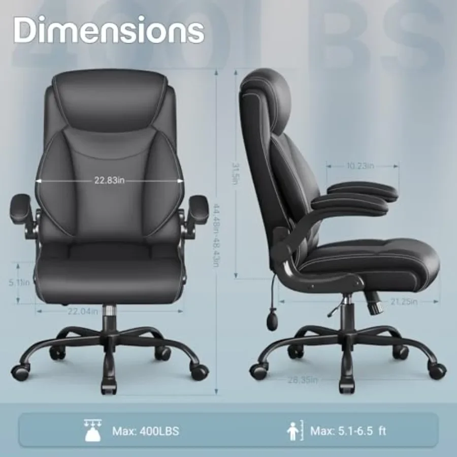 Ergonomic Office Chair with Inflatable Lumbar Support, High Back Design for Home Work Use, Black Enhanced Comfort, Adjustable H