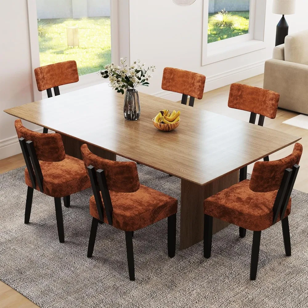 

Mid Century Modern Dining Chairs, Velvet Farmhouse Upholstered Kitchen Chairs, Curved Back Dining Room Chairs