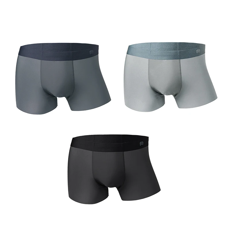 

Maden Men Breathable 1/3/6/9pc Ice Silk Antibacterial Panties Elastic Solid Color Underpants Male Briefs Boxer Shorts Plus Size