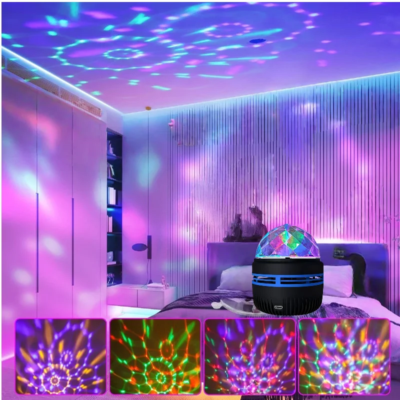 Crystal Rotating RGB Disco Ball Light USB Colorful Ambient Lamp for Party Room Decor Mood Night Light with Stunning Projection