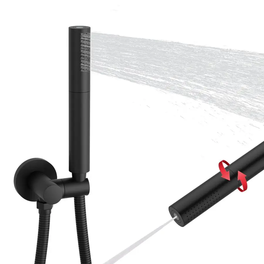 Shower Wand Brass Handheld Shower 7 Inch High Pressure Hand Held Shower Head High Flow Sprayer, 2 In 1 Function with 59 inch Hos