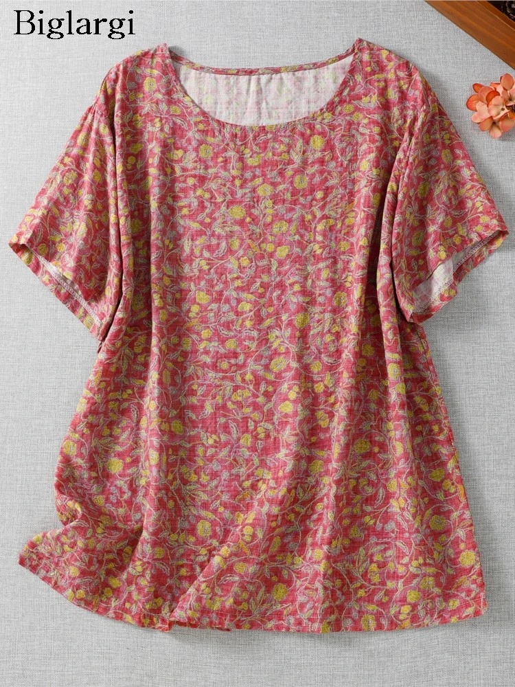 

Oversized Summer T-Shirts Women Flower Floral Print Fashion Ladies Short Sleeve Blouses Casual Loose Woman T-Shirts