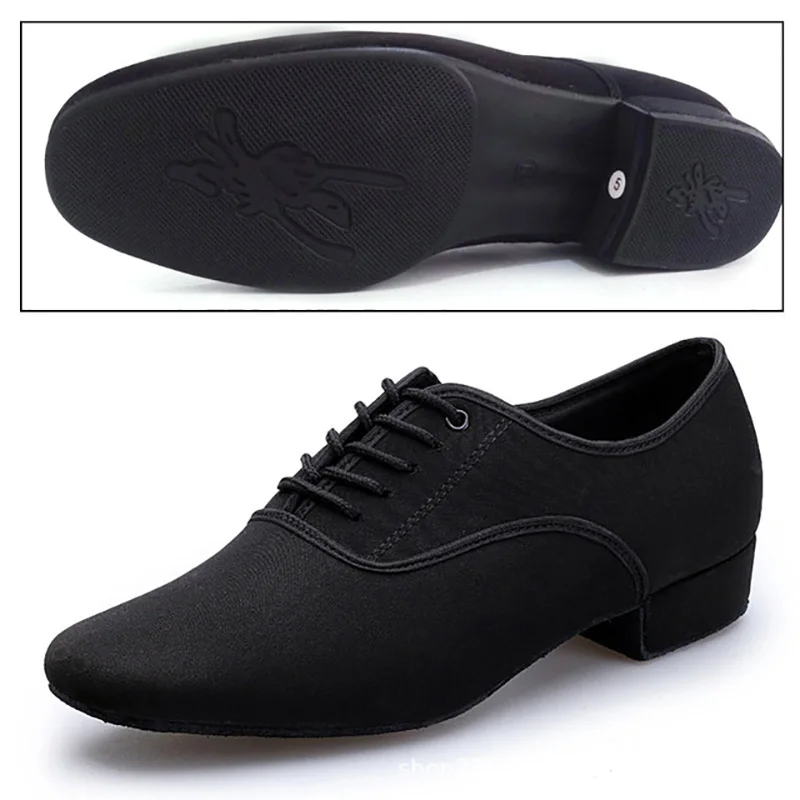 Sapatos de Dança Masculina, Sapatos de Salão, Saltos Baixos, Borracha, Sola Macia, Moderno, Preto, Profissional, Rapaz, Latina, Tango