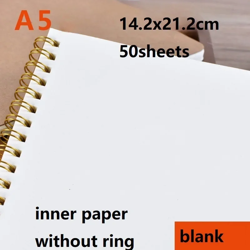 Imagem -04 - Kraft Binder Anel Caderno de Papel Plaid em Branco Planejador Diário Material Escolar Papelaria de Escritório Linha Tamanho a5 50 Folhas