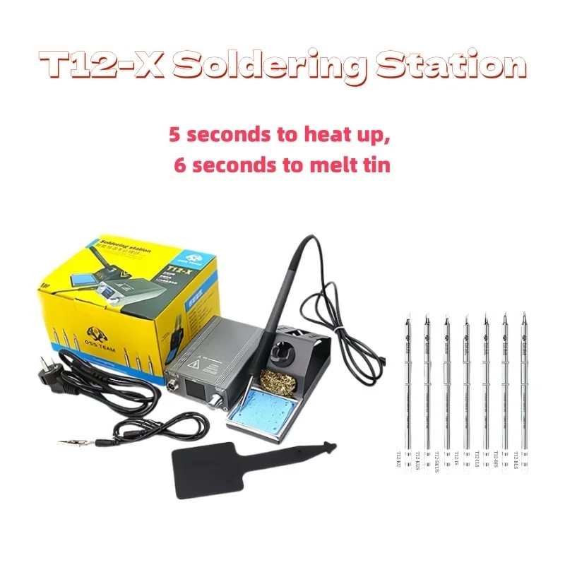 5S Quick Heating Up T12-X Large LCD Digital Soldering Station Electronic Soldering Iron Welding Tool With T12 Autio-sleep Handle