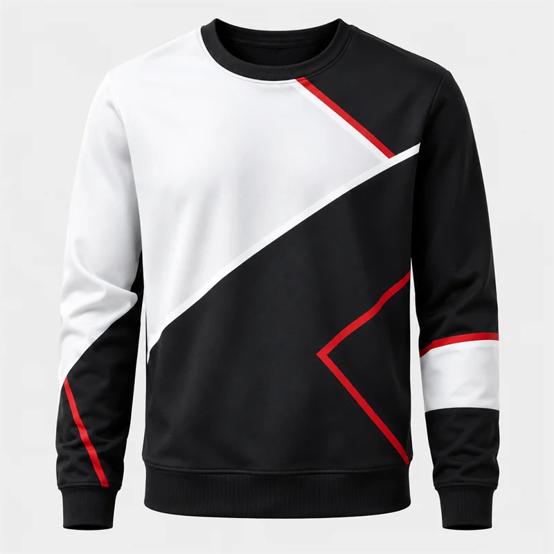 Simple Geometric Graphic Sports Sweatshirts Fashion Casual Long Sleeve Unisex Sweater Loose Breathable Outdoor Fitness Pullovers