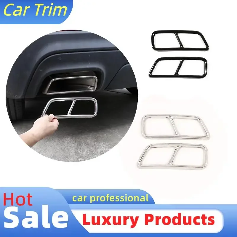 Silver S.Steel Car Rear Exhaust Muffler Tail Pipe Cover Exhaust Decoration Trim For Cadillac XT5 2016 2017 2018 2019 2020 2021