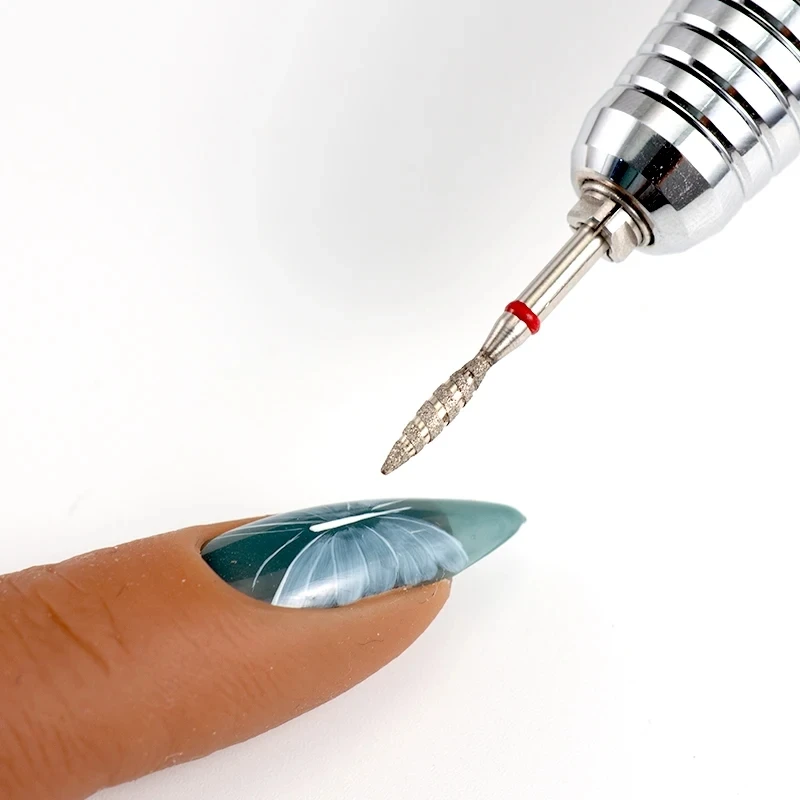 10Pcs Tornado Flame Diamond Nail Drill Bit Fine&Medium Grit Size Manicure Cutters Rotary Burr Drill Accessories Spiral Nail Tool