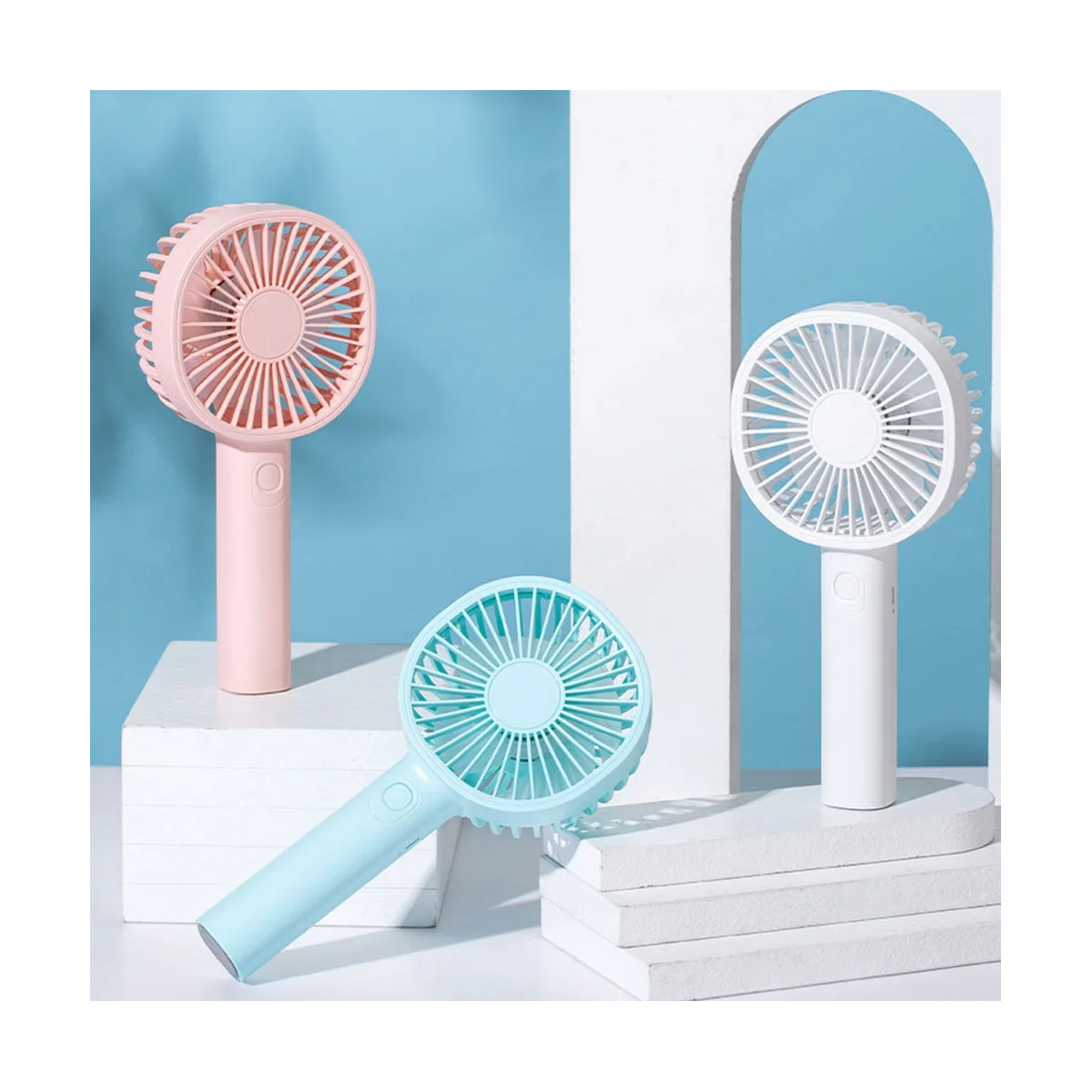 

USB Mini Fan Rechargeable Portable Handheld Fan Lazy Temporary Travel Shopping Cooling Home Car Air Cooler-Blue