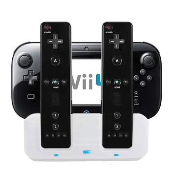 New 2800mAh Black batteries Dual Docking Station + 2 Batteries + Cable for Wii & Wii U Remote Gamepad