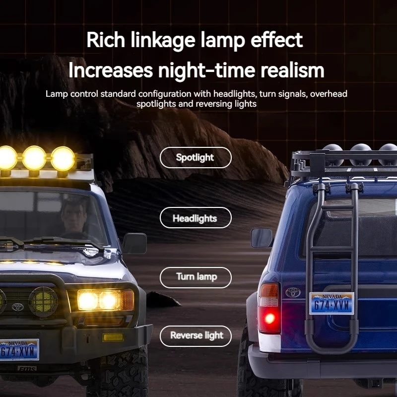 Fms Fcx10pro 1/10 نسخة بدون فرش Rc التحكم عن بعد تسلق سيارة Lc80 المزدوج سرعة موجة قفل 2/4wd تبديل لاند كروزر نموذج