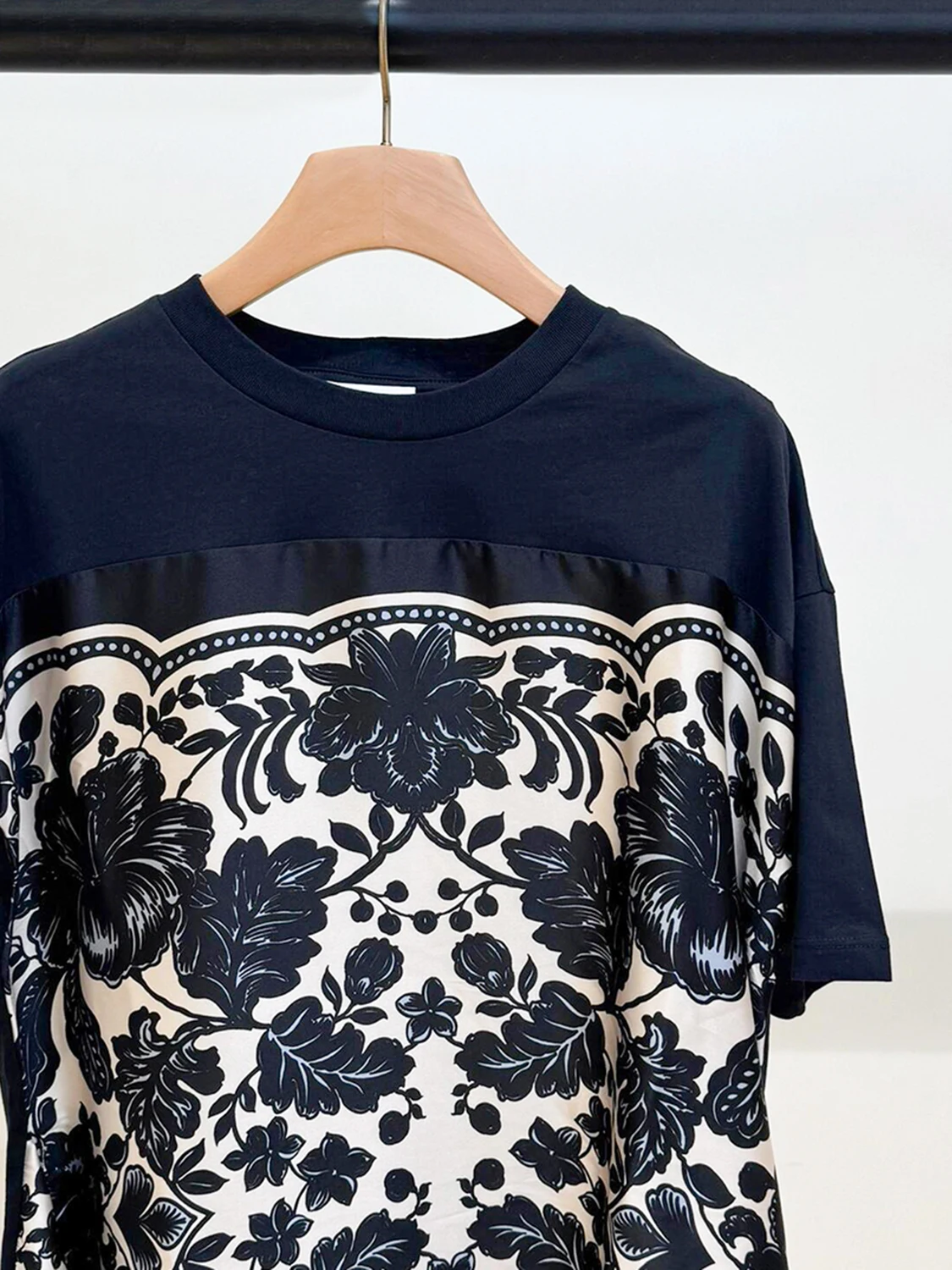 Loose Pure Cotton Floral Print T-irt Women's Summer Design Sensation South Oil High End Faion Casual round Ne Top