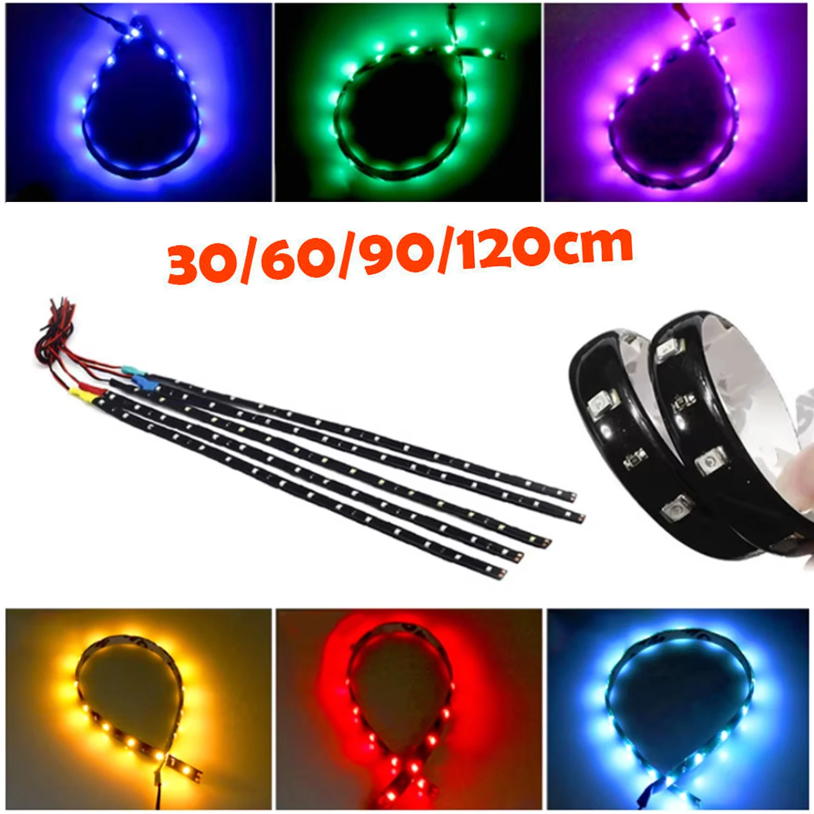 Led Strip Light Car Drl Lamp 12V Lights Red Flexible Outdoor Waterproof 2835 Smd Soft Neon Night Club Table Christmas Decoration