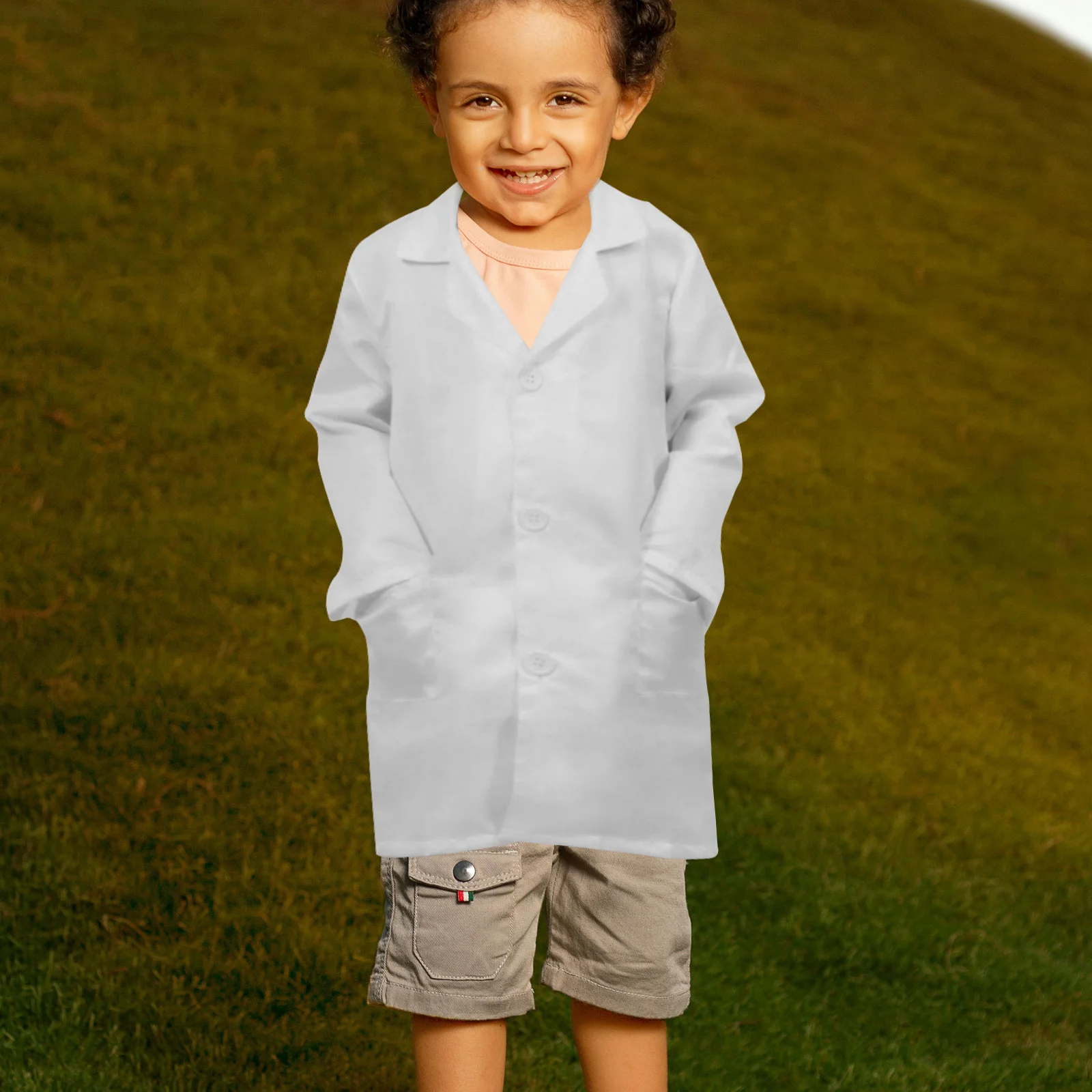 White Lab Coat Children's Scientist Costume Kids Major Primary School Role Play