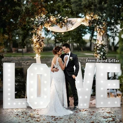 90CM/120CM DIY Marquee Letters Large Mosaic Letter LOVE Light up Foam Board Letter Proposal Wedding Backdrop Decor