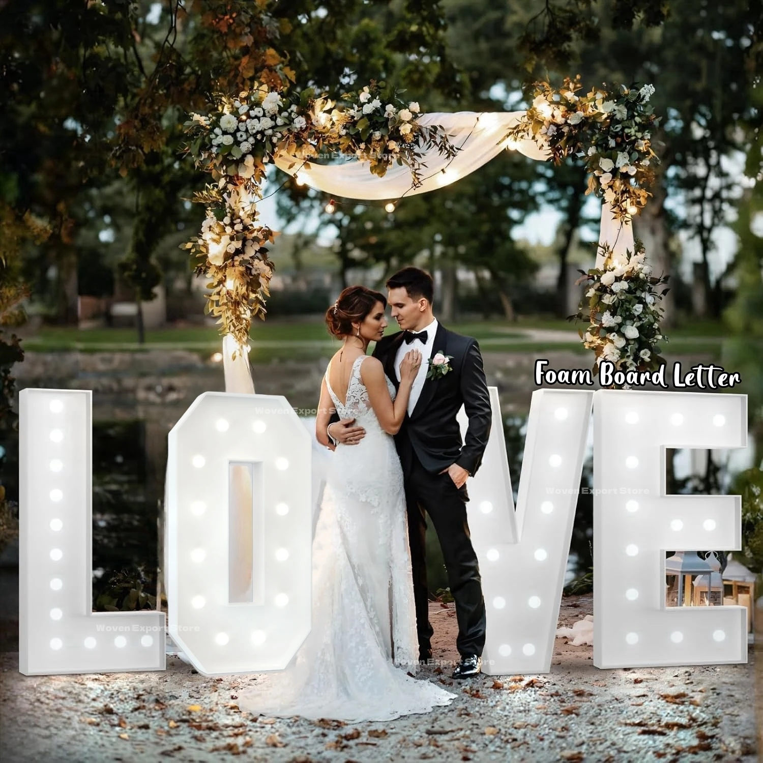 90CM/120CM DIY Marquee Letters Large Mosaic Letter LOVE Light up Foam Board Letter Proposal Wedding Backdrop Decor