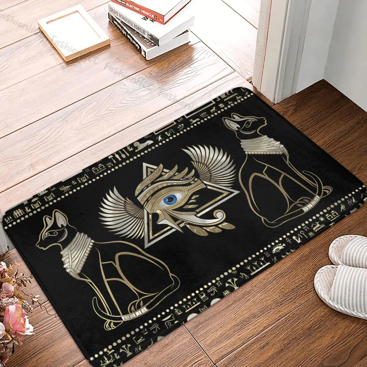 Bedroom Mat Egyptian Cats And Eye Of Horus Doormat Kitchen Carpet Balcony Rug Home Decoration