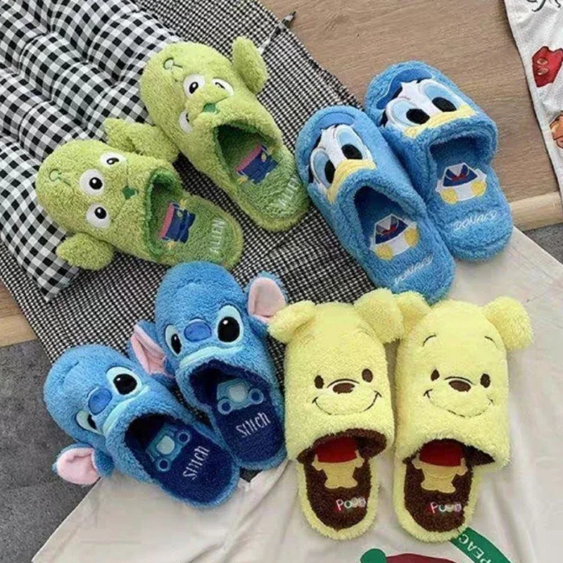 Disney Cartoon Stitch Donald Duck pantofole da casa calde pantofole da donna per interni Winnie The Pooh Kawaii pantofole antiscivolo regali