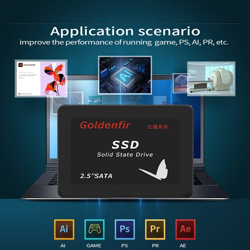 Goldenfir SSD SSD 2.5 Inch SATAIII Built-In Solid State Drive For Server Desktop Laptop Universal Black