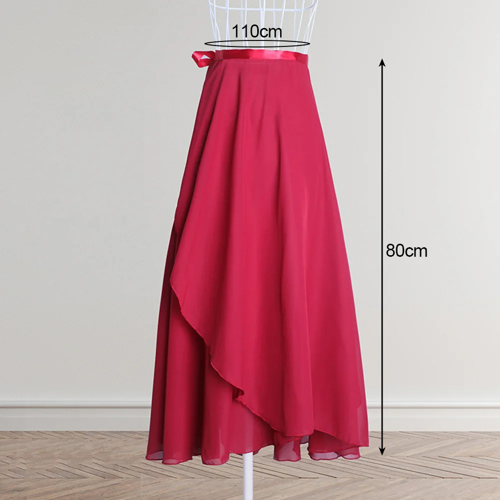 طويل الشيفون الرقص التنانير النساء الباليه بلون تنورة الجنية الشيفون طويل الباليه توتو فستان أزياء رقص ربط اللباس