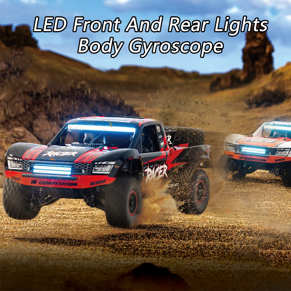 HB RC سيارة R1201 1/12 مقياس كامل 4WD بطاقة قصيرة بدون فرش مع مصباح ليد 45 km/ساعة شاحنة قصيرة لعبة الصبي RC نموذج لهدايا الأطفال